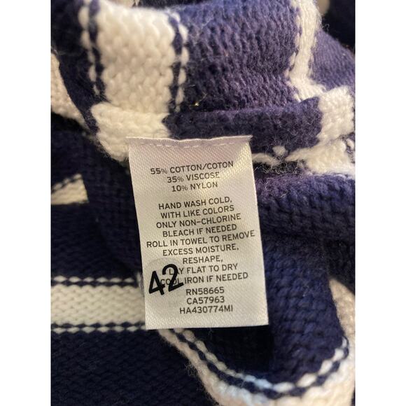 Halogen X Atlantic-Pacific Crew Sweater Sz Large Navy/White Cathy Stripes NWT - Picture 8 of 8